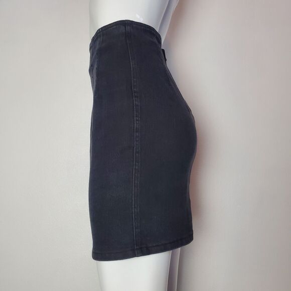 Vintage  80s Jordache Black Denim Mini Skirt - Picture 1 of 6